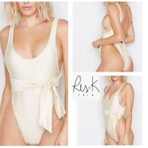NWT RIS-K Super Sexy Hi-Cut Cheeky One Piece-Nude Size XS